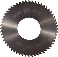 RobbJack - 2-1/2" Diam x 0.0937" Blade Thickness x 1" Arbor Hole Diam, 56 Tooth Slitting and Slotting Saw - Arbor Connection, Right Hand, Uncoated, Solid Carbide, Concave Ground - Industrial Tool & Supply