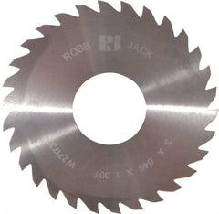 RobbJack - 3" Diam x 0.04" Blade Thickness x 1" Arbor Hole Diam, 30 Tooth Slitting and Slotting Saw - Arbor Connection, Right Hand, Uncoated, Solid Carbide, Concave Ground - Industrial Tool & Supply