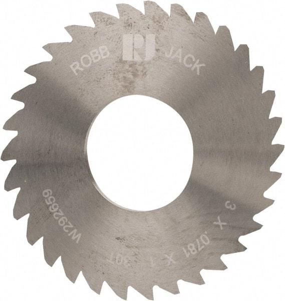 RobbJack - 3" Diam x 0.0781" Blade Thickness x 1" Arbor Hole Diam, 30 Tooth Slitting and Slotting Saw - Arbor Connection, Right Hand, Uncoated, Solid Carbide, Concave Ground - Industrial Tool & Supply