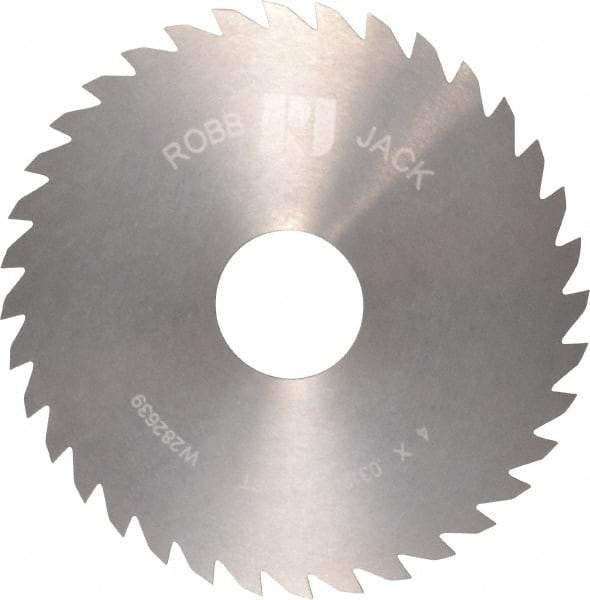 RobbJack - 4" Diam x 0.0312" Blade Thickness x 1" Arbor Hole Diam, 36 Tooth Slitting and Slotting Saw - Arbor Connection, Right Hand, Uncoated, Solid Carbide, Concave Ground - Industrial Tool & Supply