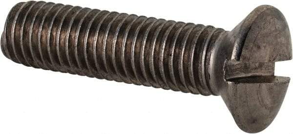 Value Collection - M10x1.50 Metric Coarse, 40mm OAL Slotted Drive Machine Screw - Oval Head, Grade 18-8 & A2 Stainless Steel, Uncoated, Without Washer - Industrial Tool & Supply