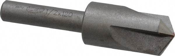 Keo - 1/2" Head Diam, 1/4" Shank Diam, 3 Flute 120° High Speed Steel Countersink - Bright Finish, 2" OAL, Single End, Straight Shank, Right Hand Cut - Industrial Tool & Supply