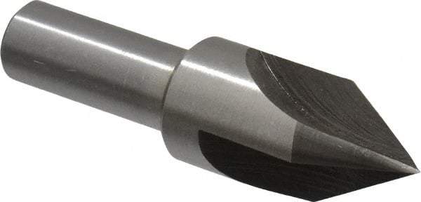 Interstate - 3/4" Head Diam, 1/2" Shank Diam, 3 Flute 60° High Speed Steel Countersink - Bright Finish, 2-3/4" OAL, Single End, Straight Shank, Right Hand Cut - Industrial Tool & Supply