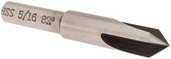 Interstate - 5/16" Head Diam, 1/4" Shank Diam, 3 Flute 82° High Speed Steel Countersink - Bright Finish, 2" OAL, Single End, Straight Shank, Right Hand Cut - Industrial Tool & Supply