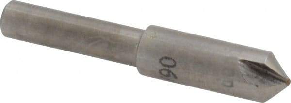 Interstate - 1/4" Head Diam, 3/16" Shank Diam, 3 Flute 90° High Speed Steel Countersink - Bright Finish, 2" OAL, Single End, Straight Shank, Right Hand Cut - Industrial Tool & Supply