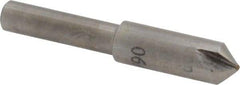 Interstate - 1/4" Head Diam, 3/16" Shank Diam, 3 Flute 90° High Speed Steel Countersink - Bright Finish, 2" OAL, Single End, Straight Shank, Right Hand Cut - Industrial Tool & Supply