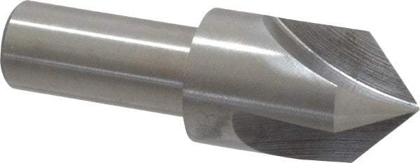 Interstate - 3/4" Head Diam, 1/2" Shank Diam, 3 Flute 90° High Speed Steel Countersink - Bright Finish, 2-3/4" OAL, Single End, Straight Shank, Right Hand Cut - Industrial Tool & Supply
