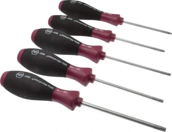 Wiha - 5 Piece Torx Screwdriver Set - Bit Sizes: Torx T10, T15, T20, T25 & T30 - Industrial Tool & Supply