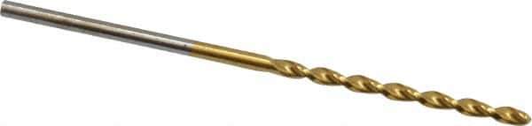 Cleveland - #51 135° Cobalt Jobber Drill - TiN Finish, Right Hand Cut, Parabolic Flute, Straight Shank, 2" OAL, Split Point - Industrial Tool & Supply