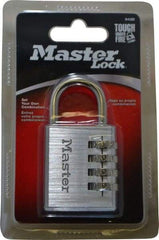 Master Lock - 1-9/16" Body Width, 7/8" Shackle Clearance, Aluminum Chrome Plated Combination Lock - 1/4" Shackle Diam, 1" Shackle Width - Industrial Tool & Supply