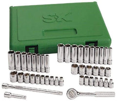 SK - 41 Piece 1/4" Drive Standard Deep Socket Set - 12 Points, 3/16 to 9/16", 5 to 14mm, Inch/Metric Measurement Standard - Industrial Tool & Supply