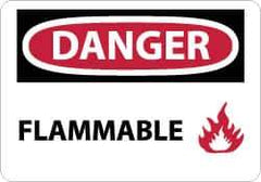 NMC - Danger - Flammable, Aluminum Fire Sign - 14" Wide x 10" High - Industrial Tool & Supply