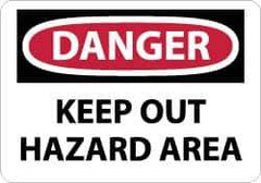 NMC - "Danger - Keep Out - Hazard Area", 10" Long x 14" Wide, Rigid Plastic Safety Sign - Rectangle, 0.05" Thick, Use for Accident Prevention - Industrial Tool & Supply