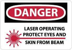 NMC - "Danger - Laser Operating - Protect Eyes and Skin From Beam", 10" Long x 14" Wide, Rigid Plastic Safety Sign - Rectangle, 0.05" Thick, Use for Accident Prevention - Industrial Tool & Supply
