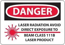 NMC - "Danger - Laser Radiation - Avoid Direct Exposure to Beam - Class 111b Laser Product", 10" Long x 14" Wide, Rigid Plastic Safety Sign - Rectangle, 0.05" Thick, Use for Accident Prevention - Industrial Tool & Supply