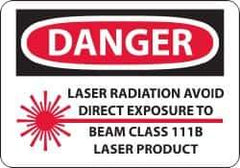 NMC - "Danger - Laser Radiation - Avoid Direct Exposure to Beam - Class 111b Laser Product", 10" Long x 14" Wide, Rigid Plastic Safety Sign - Rectangle, 0.05" Thick, Use for Accident Prevention - Industrial Tool & Supply