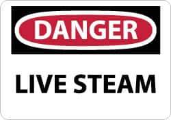 NMC - "Danger - Live Steam", 10" Long x 14" Wide, Rigid Plastic Safety Sign - Rectangle, 0.05" Thick, Use for Accident Prevention - Industrial Tool & Supply