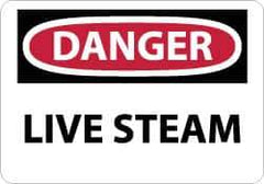 NMC - "Danger - Live Steam", 10" Long x 14" Wide, Rigid Plastic Safety Sign - Rectangle, 0.05" Thick, Use for Accident Prevention - Industrial Tool & Supply