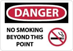 NMC - "Danger - No Smoking Beyond This Point", 10" Long x 14" Wide, Rigid Plastic Safety Sign - Rectangle, 0.05" Thick, Use for Accident Prevention - Industrial Tool & Supply