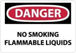 NMC - "Danger - No Smoking - Flammable Liquids", 10" Long x 14" Wide, Rigid Plastic Safety Sign - Rectangle, 0.05" Thick, Use for Accident Prevention - Industrial Tool & Supply
