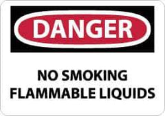NMC - "Danger - No Smoking - Flammable Liquids", 10" Long x 14" Wide, Rigid Plastic Safety Sign - Rectangle, 0.05" Thick, Use for Accident Prevention - Industrial Tool & Supply