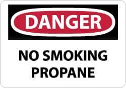 NMC - "Danger - No Smoking - Propane", 10" Long x 14" Wide, Rigid Plastic Safety Sign - Rectangle, 0.05" Thick, Use for Accident Prevention - Industrial Tool & Supply