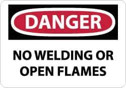 NMC - "Danger - No Welding or Open Flames", 10" Long x 14" Wide, Rigid Plastic Safety Sign - Rectangle, 0.05" Thick, Use for Accident Prevention - Industrial Tool & Supply
