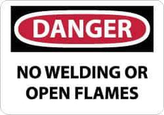NMC - "Danger - No Welding or Open Flames", 10" Long x 14" Wide, Rigid Plastic Safety Sign - Rectangle, 0.05" Thick, Use for Accident Prevention - Industrial Tool & Supply