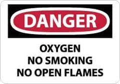 NMC - "Danger - Oxygen, No Smoking, No Open Flames", 10" Long x 14" Wide, Rigid Plastic Safety Sign - Rectangle, 0.05" Thick, Use for Accident Prevention - Industrial Tool & Supply