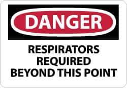 NMC - "Danger - Respirators Required Beyond This Point", 10" Long x 14" Wide, Rigid Plastic Safety Sign - Rectangle, 0.05" Thick, Use for Accident Prevention - Industrial Tool & Supply
