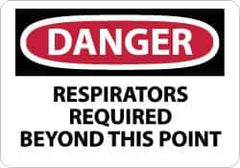 NMC - "Danger - Respirators Required Beyond This Point", 10" Long x 14" Wide, Rigid Plastic Safety Sign - Rectangle, 0.05" Thick, Use for Accident Prevention - Industrial Tool & Supply