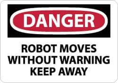 NMC - "Danger - Robot Moves without Warning - Keep Away", 10" Long x 14" Wide, Rigid Plastic Safety Sign - Rectangle, 0.05" Thick, Use for Accident Prevention - Industrial Tool & Supply
