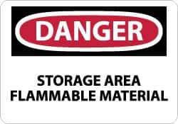 NMC - "Danger - Storage Area - Flammable Material", 10" Long x 14" Wide, Rigid Plastic Safety Sign - Rectangle, 0.05" Thick, Use for Hazardous Materials - Industrial Tool & Supply