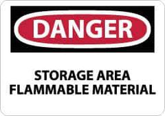 NMC - "Danger - Storage Area - Flammable Material", 10" Long x 14" Wide, Rigid Plastic Safety Sign - Rectangle, 0.05" Thick, Use for Hazardous Materials - Industrial Tool & Supply