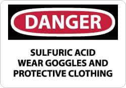 NMC - "Danger - Sulfuric Acid - Wear Goggles and Protective Clothing", 10" Long x 14" Wide, Rigid Plastic Safety Sign - Rectangle, 0.05" Thick, Use for Accident Prevention - Industrial Tool & Supply