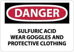 NMC - "Danger - Sulfuric Acid - Wear Goggles and Protective Clothing", 10" Long x 14" Wide, Rigid Plastic Safety Sign - Rectangle, 0.05" Thick, Use for Accident Prevention - Industrial Tool & Supply