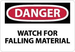 NMC - "Danger - Watch for Falling Material", 10" Long x 14" Wide, Rigid Plastic Safety Sign - Rectangle, 0.05" Thick, Use for Accident Prevention - Industrial Tool & Supply