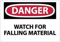 NMC - "Danger - Watch for Falling Material", 10" Long x 14" Wide, Rigid Plastic Safety Sign - Rectangle, 0.05" Thick, Use for Accident Prevention - Industrial Tool & Supply