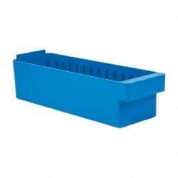 Quantum Storage - 17-5/8" Deep, Blue High-Impact Polystyrene Drawer Bin - 4-5/8" High x 5-9/16" Wide x 17-5/8" Long - Industrial Tool & Supply