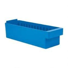 Quantum Storage - 17-5/8" Deep, Blue High-Impact Polystyrene Drawer Bin - 4-5/8" High x 5-9/16" Wide x 17-5/8" Long - Industrial Tool & Supply