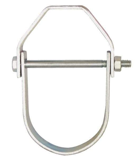 Empire - 4" Pipe, 5/8" Rod, Carbon Steel Adjustable Clevis Hanger - Electro Galvanized - Industrial Tool & Supply