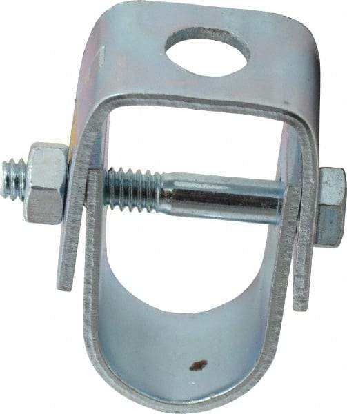 Empire - 1/2" Pipe, 3/8" Rod, Carbon Steel Adjustable Clevis Hanger - Electro Galvanized - Industrial Tool & Supply