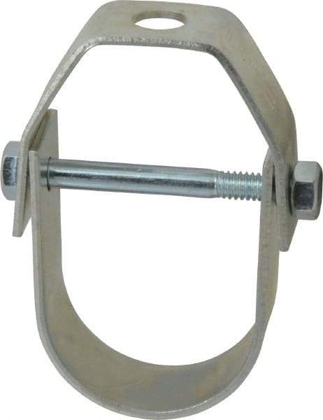 Empire - 1-1/4" Pipe, 3/8" Rod, Carbon Steel Adjustable Clevis Hanger - Electro Galvanized - Industrial Tool & Supply