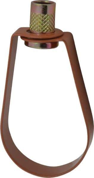 Empire - 1-1/2" Pipe, 3/8" Rod, Carbon Steel Emlok Swivel Ring Hanger - Copper Plated, 600 Lb Capacity - Industrial Tool & Supply