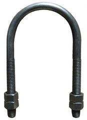 Empire - 7/8-9 UNC, 13-3/4" Long, Round U Bolt Clamp with No Mount Plate for 12" Pipe - 4-1/4" Thread Length, 9-5/8" Wide, Steel - Industrial Tool & Supply