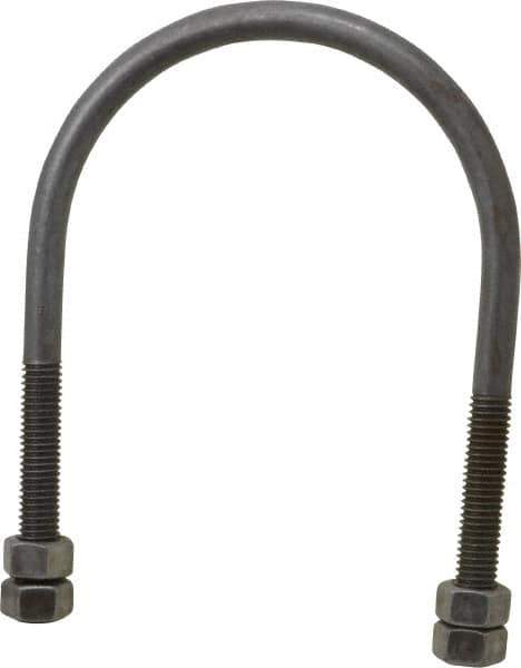 Empire - 1/2-13 UNC, 5-1/16" Long, Round U Bolt Clamp with No Mount Plate for 4" Pipe - 3" Thread Length, 4-1/2" Wide, Steel - Industrial Tool & Supply