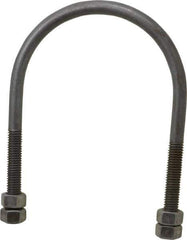 Empire - 1/2-13 UNC, 5-1/16" Long, Round U Bolt Clamp with No Mount Plate for 4" Pipe - 3" Thread Length, 4-1/2" Wide, Steel - Industrial Tool & Supply