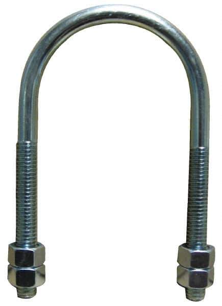 Empire - 7/8-9 UNC, 13-3/4" Long, Round U Bolt Clamp with No Mount Plate for 12" Pipe - 4-1/4" Thread Length, 9-5/8" Wide, Steel - Industrial Tool & Supply