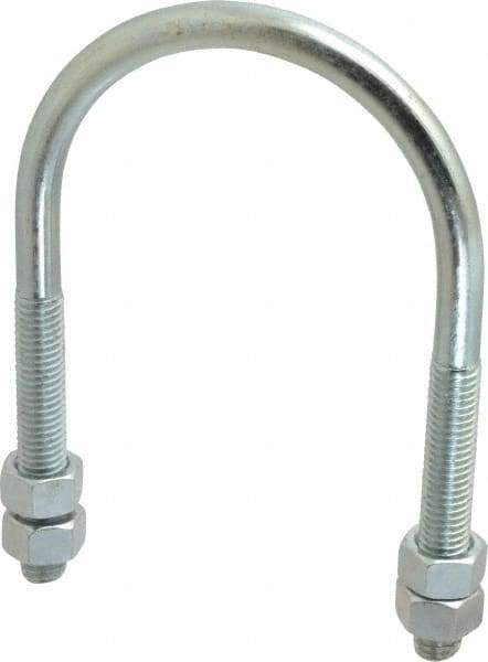 Empire - 1/2-13 UNC, 4-1/16" Long, Round U Bolt Clamp with No Mount Plate for 3" Pipe - 3" Thread Length, 4" Wide, Steel - Industrial Tool & Supply