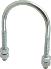 Empire - 1/2-13 UNC, 4-1/16" Long, Round U Bolt Clamp with No Mount Plate for 3" Pipe - 3" Thread Length, 4" Wide, Steel - Industrial Tool & Supply